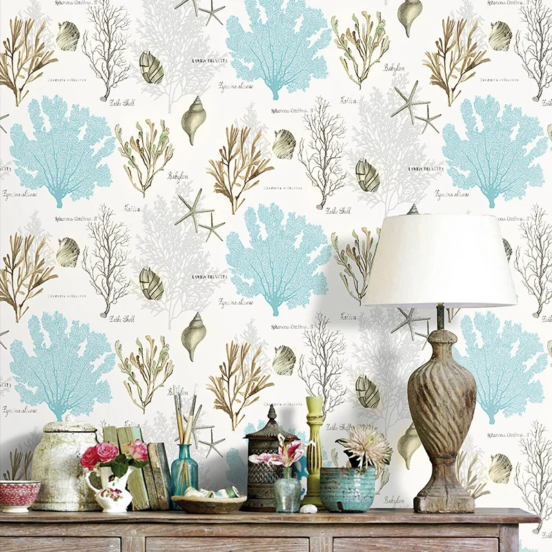 Обои хорошего качества в средиземноморском стиле с морскими водорослями