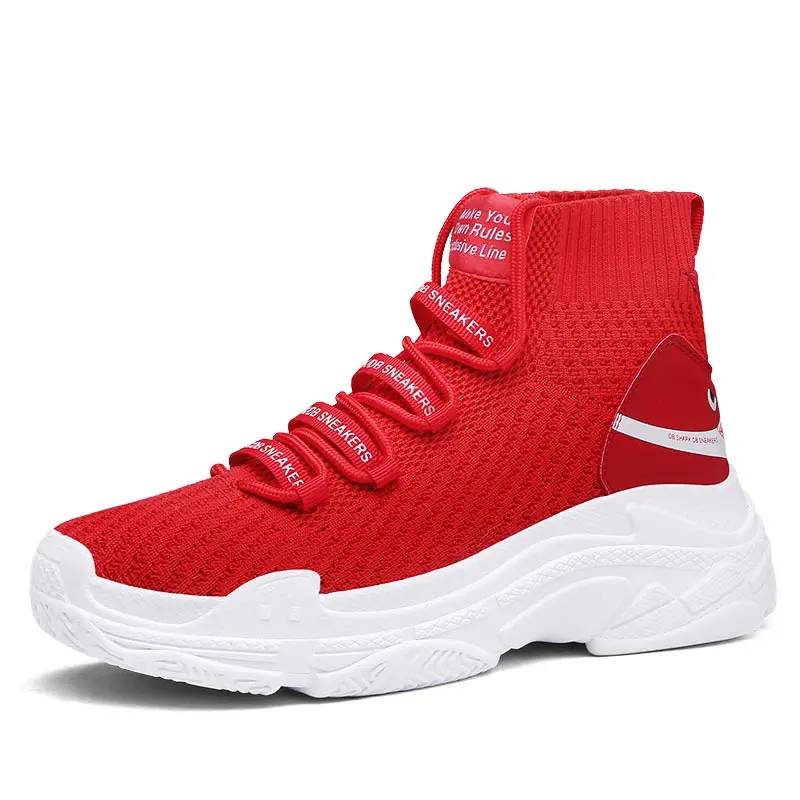 Large Size High Top Chunky Sneakers Socks Women's Sport Shoes Men Running Women Platform Sports Woman Red GMB-0214 | Спорт и