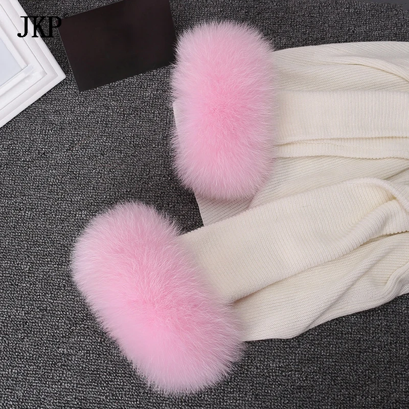 JKP 2020 натуральные манжеты из лисьего меха модные теплые женские браслеты