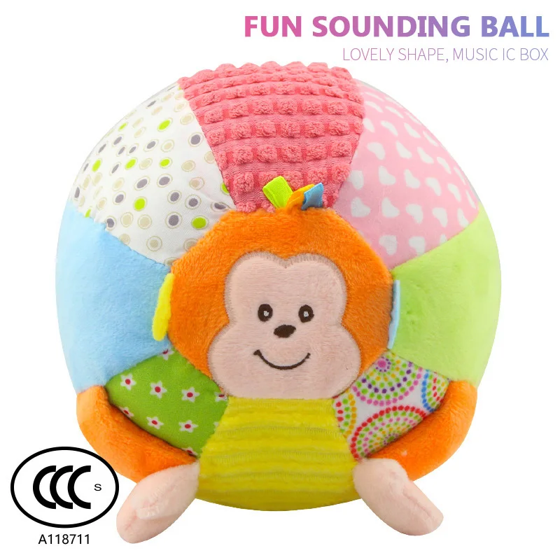 

2021 детские игрушки 0-36 месяцев, мяч в виде животного, мягкая плюшевая Мобильная игрушка со звуком, детская погремушка, детский мяч для бодиби...