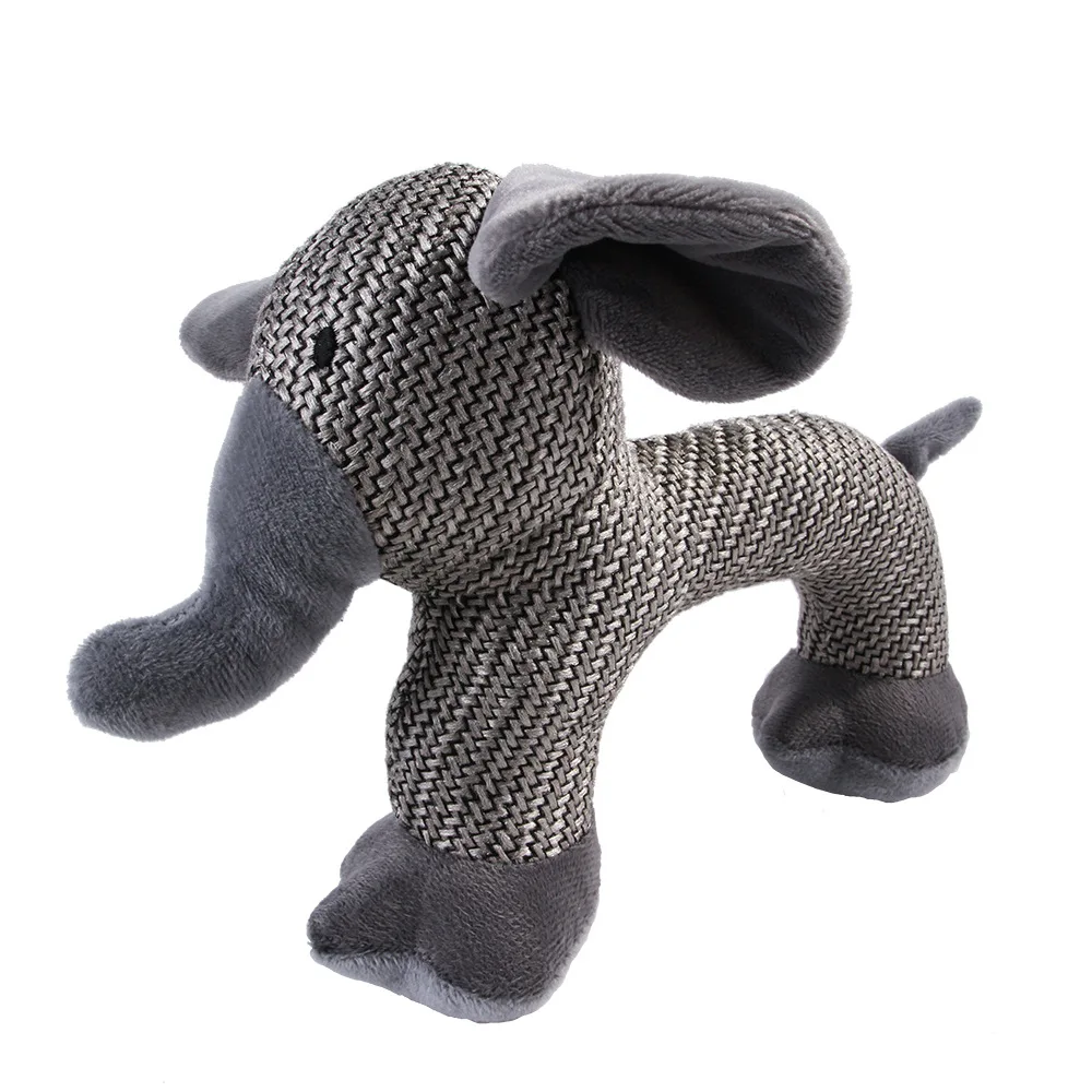 

Linen Fabric Dog Toys Pet Chew Toy Plush Cartoon Animals Puppy Chew Squeaky Toy Cotton Rope Elephant Monkey Sheep Shape Bite Toy