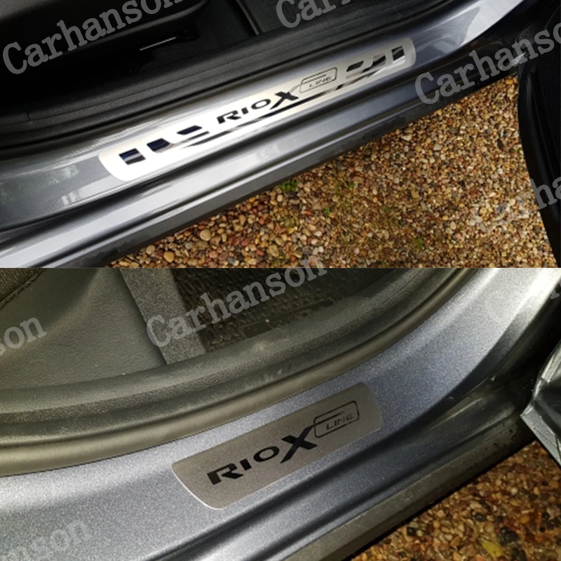 

Аксессуары для KIA RIO 3 4 x- line x line отделка порога из нержавеющей стали стикер Защитная Накладка на порог 2018 2019