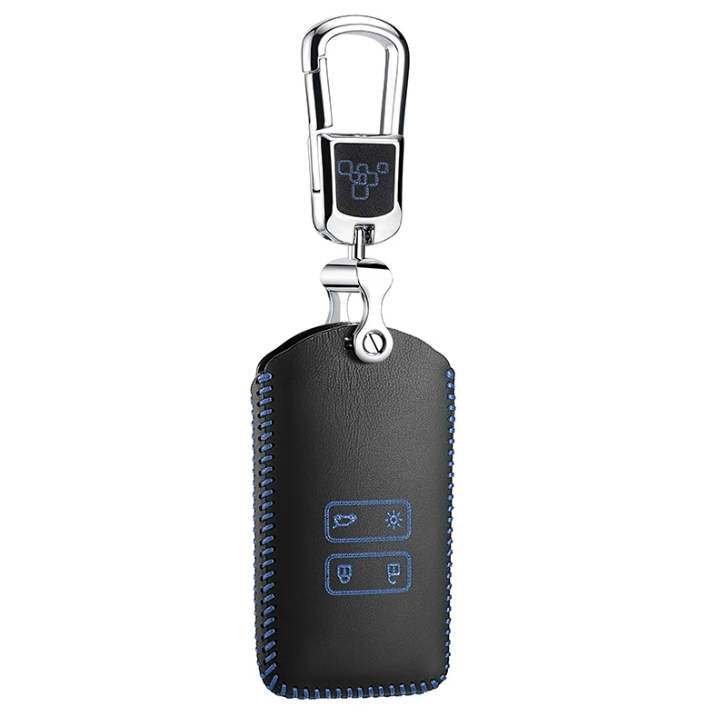 

Car Key Case cover for Renault Koleos 2017 kadjar 2017 remote genuine Leather key case holder 4 button key Free shipping