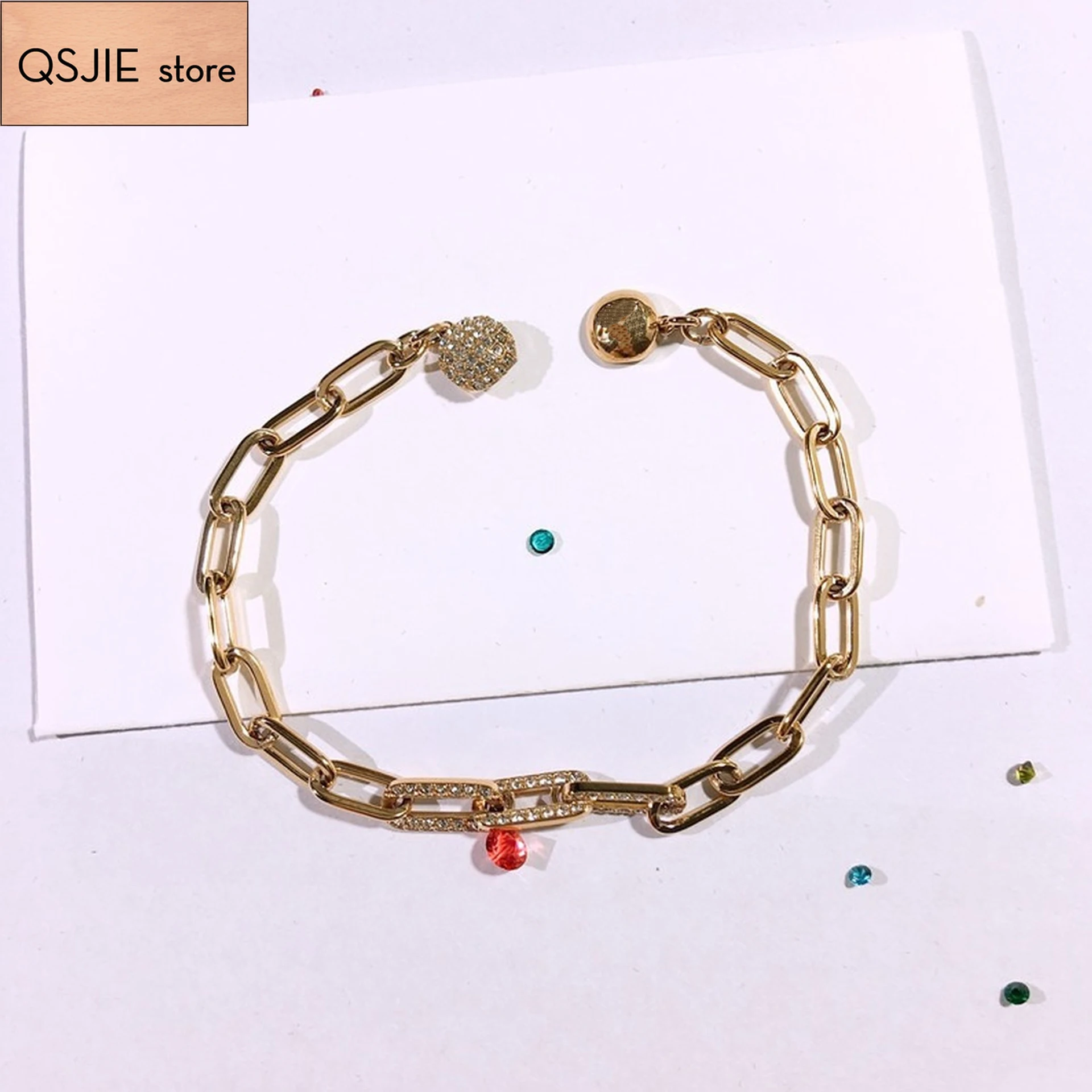 

High Quality swa, 2020 Fashion Jewelry Chain Element Crystal Clasp Bracelet Invisible Magnetic Clasp Women's Bracelet
