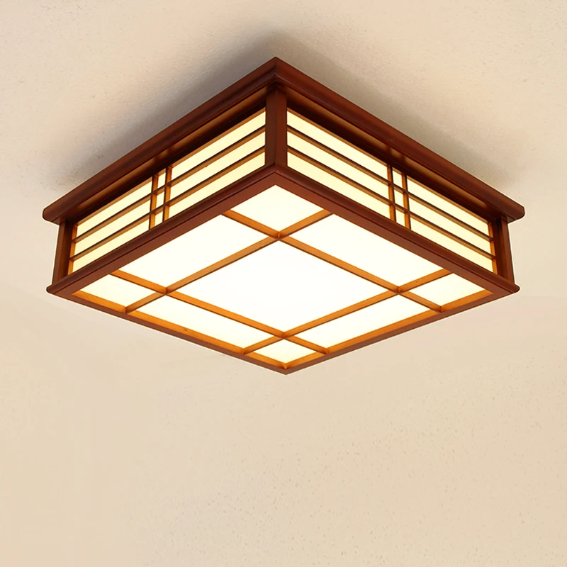 

Classic Wood Color Solid Wood LED Square Ceiling Light Living Room Corridor Home Daily Lighting Energy Saving ceiling lights