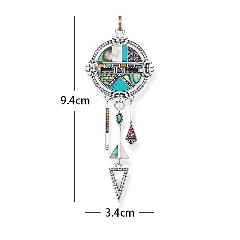 Sun Symbol Dreamcatcher Pendants 925 Sterling Silver Blue Stone Mother of Pearl Thomas Jewelry Necklace Accessories Women Men | Украшения и