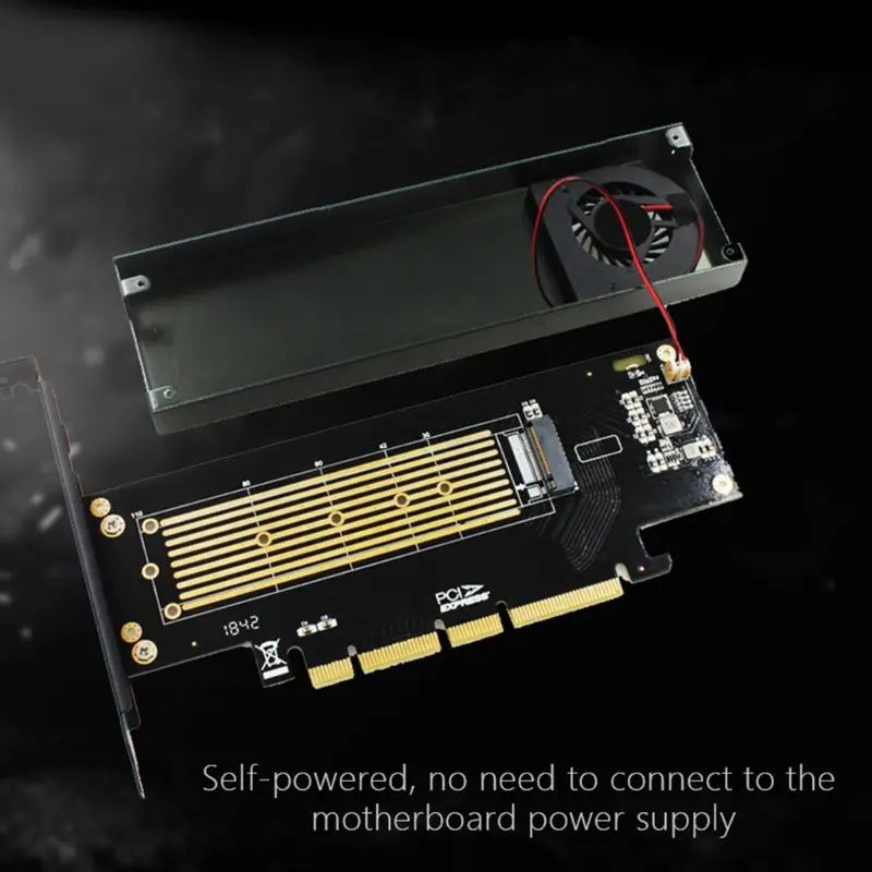 

M.2 NVMe Adapter to PCIE3.0 GEN3 M.3 Built-in Turbo Fan for 2230-22110 NVME Card C26