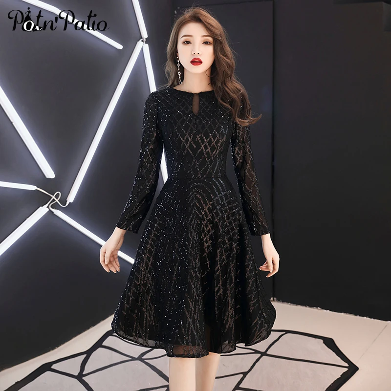 Женское короткое коктейльное платье элегантное черное полуофициальное с