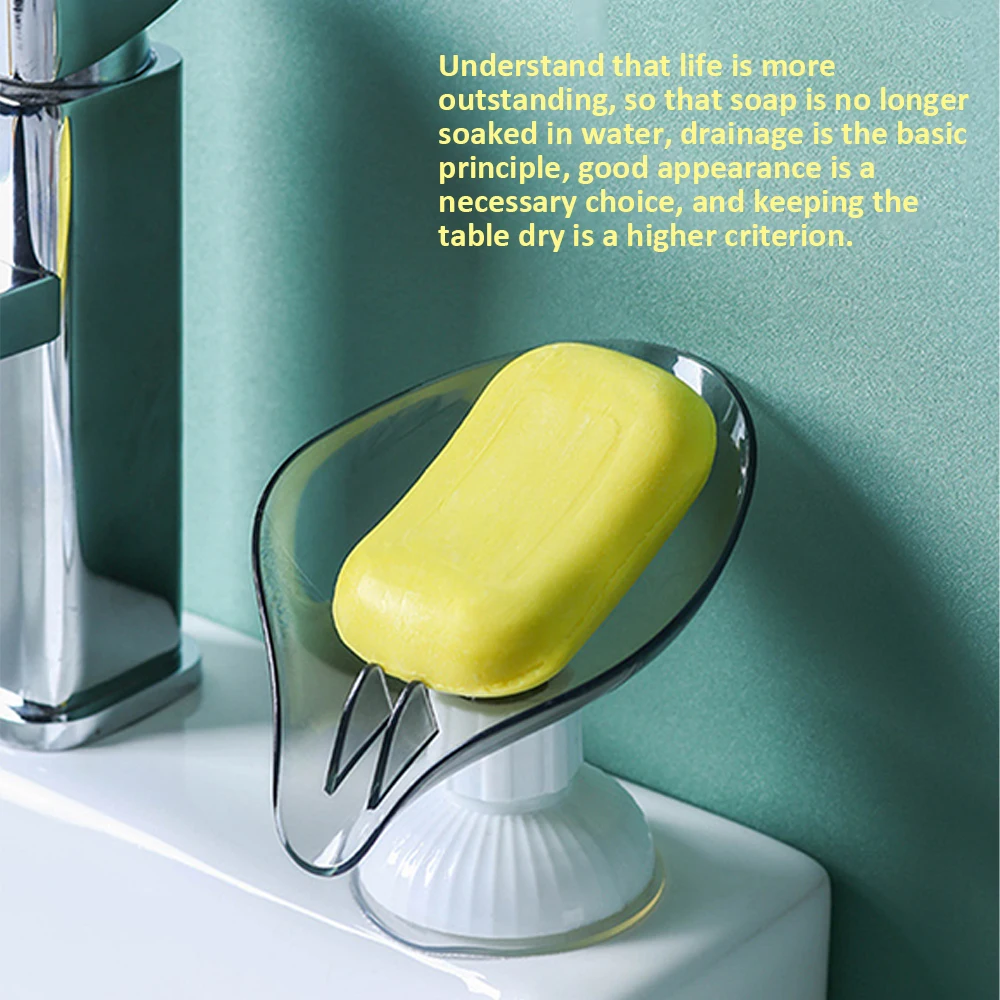 

Leaf Shape Soap Holder Soap Dish For Bathroom Quick Drain Large Suction Cup Fixed Firmly Bathroom Storage Rack Soap Container