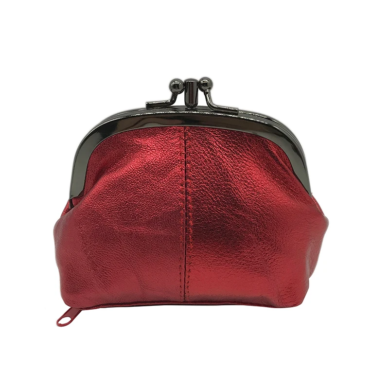shiny red0545 NICOLE& CO, кошелек для монет из натуральной кожи, Женский кошелек из овечьей кожи, кошелек с металлическим замком, держатель для карт, кошелек на молнии, маленькая сумка - Цвет: shiny red0545
