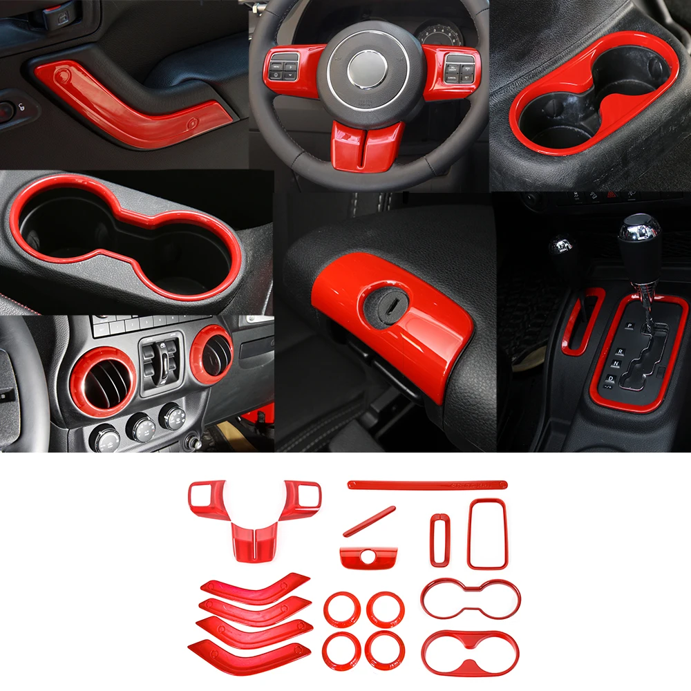 SHINEKA внутренние молдинги для Jeep Wrangler JK 2011 2017 18 шт. ABS комплект наклеек украшения