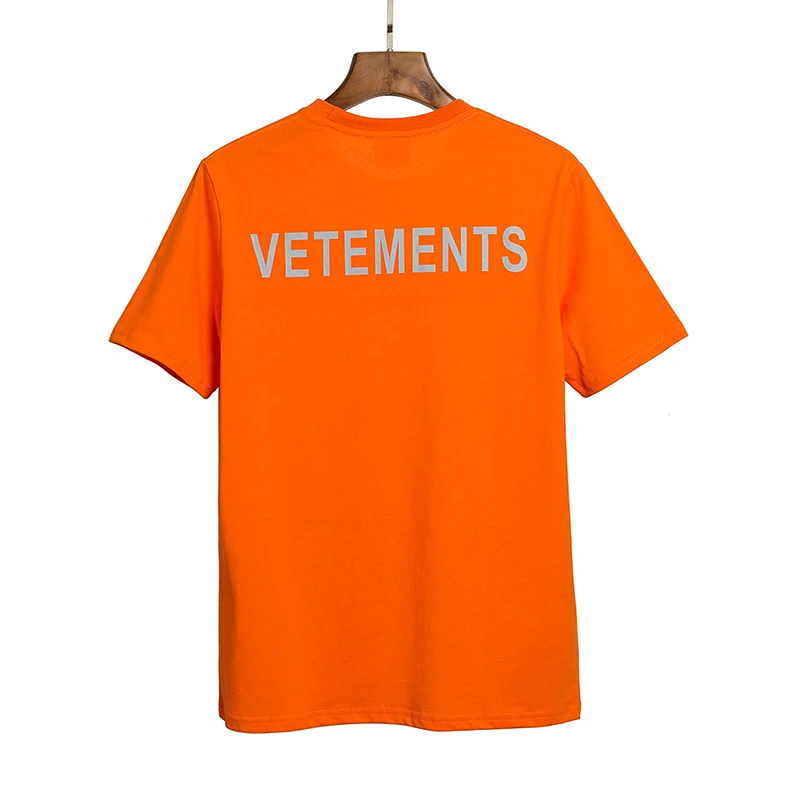

Vetements 3M Reflective Letter Women Men T shirts tee 2020 New Hip hop Oversized Fashion Casual Cotton T shirt