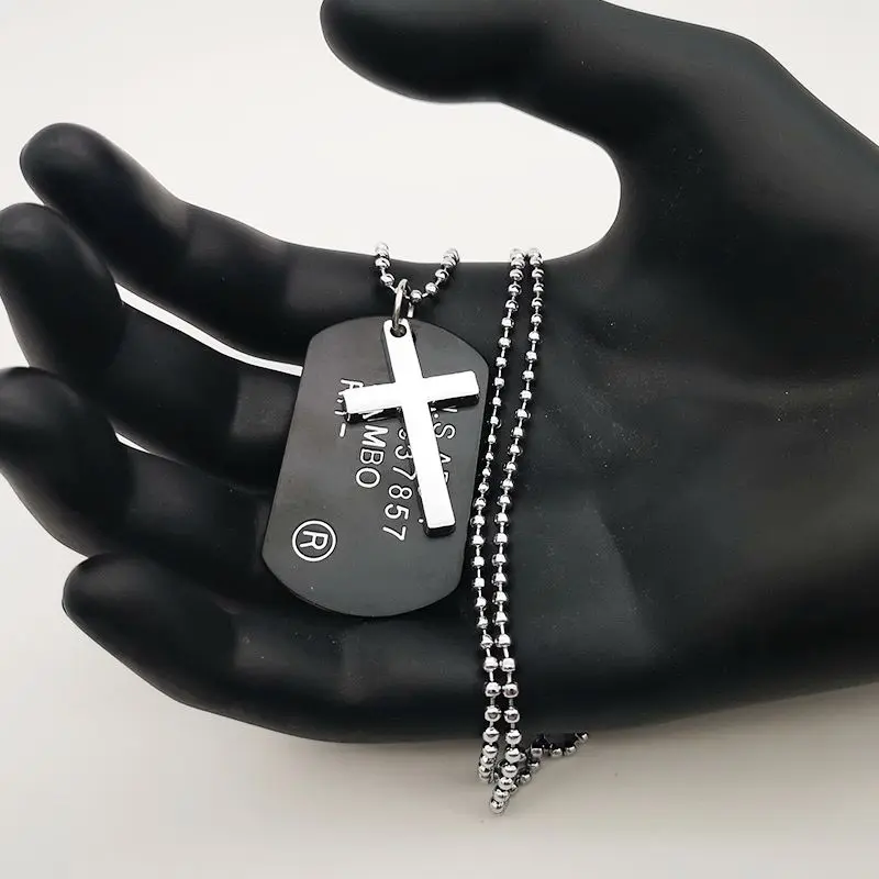 316L Нержавеющая сталь Крест & Dog Tag кулон Цепочки и ожерелья мужские легкие Мода