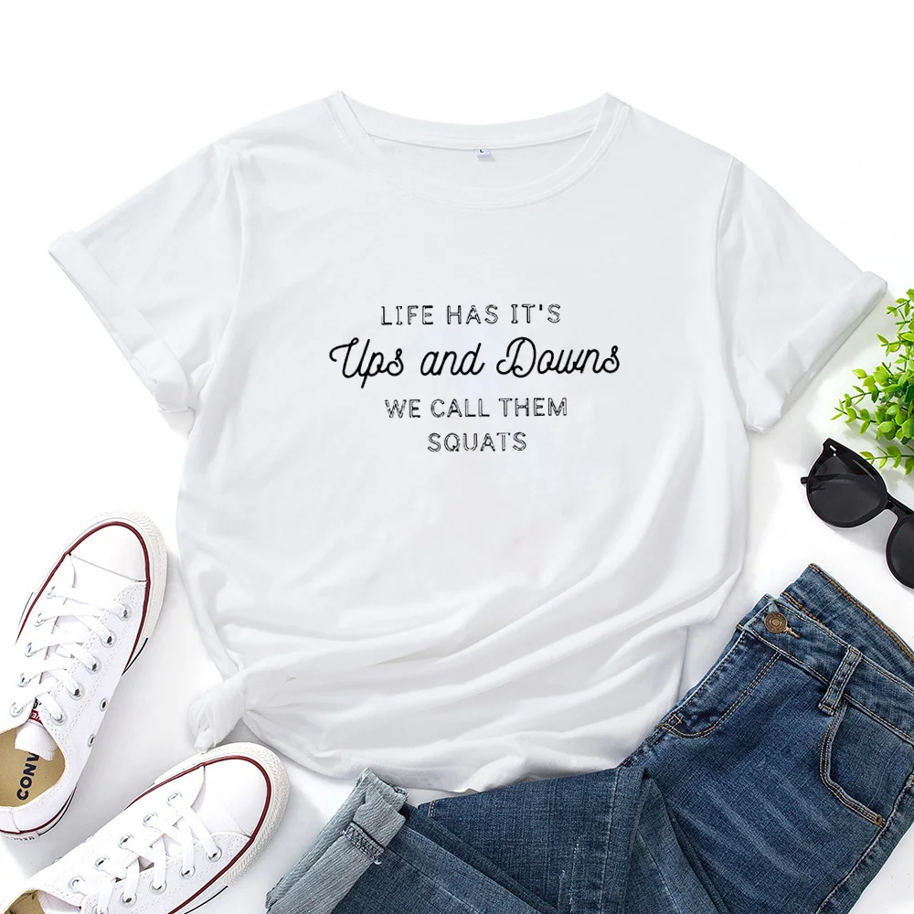 

LIFE HAS IT'S Womens T Shirt Tops Fashion Casual Letter Personality Graphic Tees Women Short Sleeve Tshirts Women Cotton