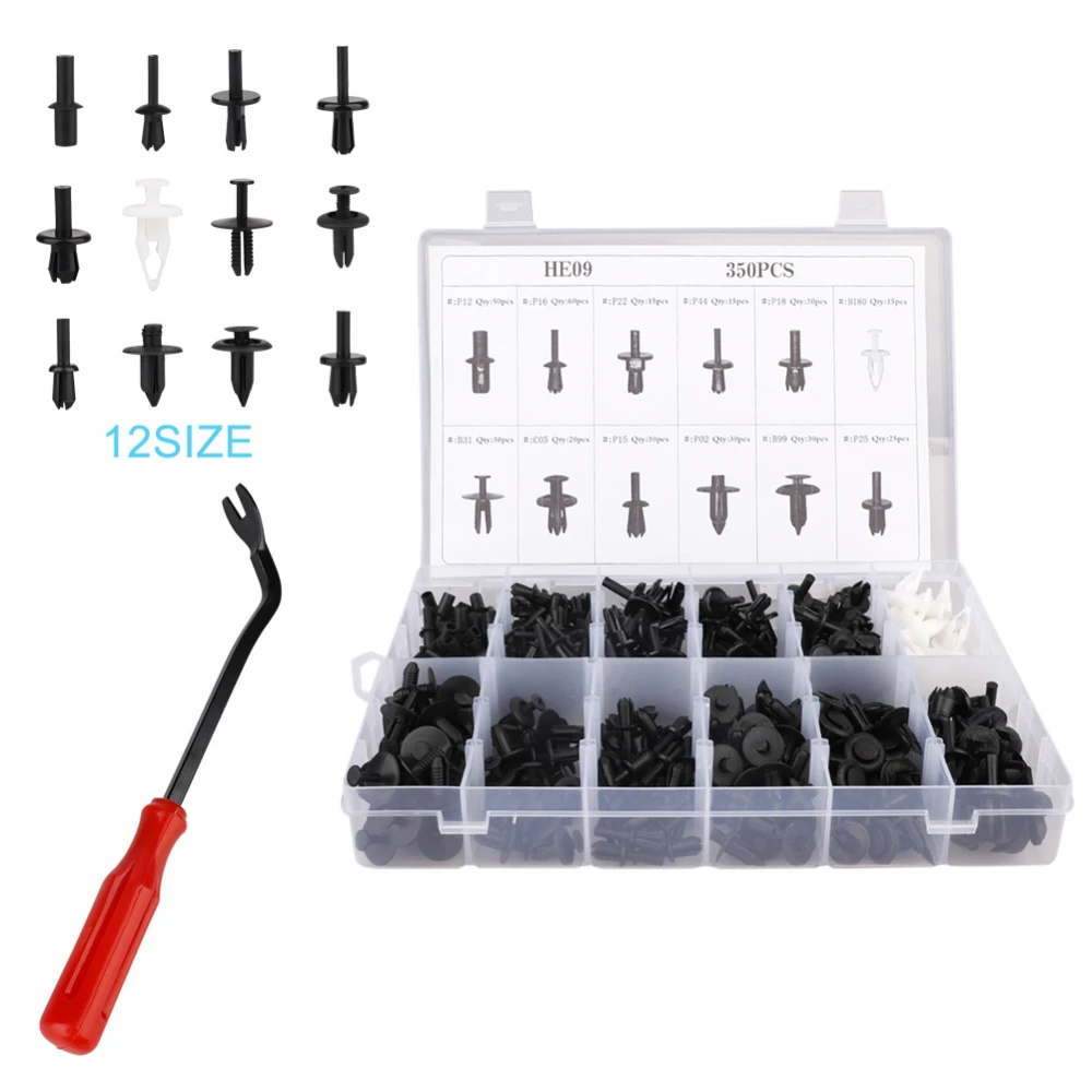 12 размеров 350 шт. пластиковые автомобильные заклепки крепеж для стайлинга