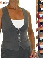 ladies smart buttoned lined waistcoat washable office day work s xxxl