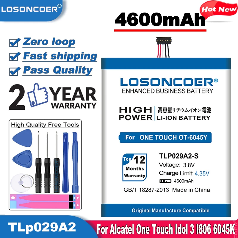 Аккумулятор LOSONCOER для Alcatel One Touch Idol 3 I806 TLp029AJ Pop батарея TLP029A2 4600 мАч 5 дюймовый экран