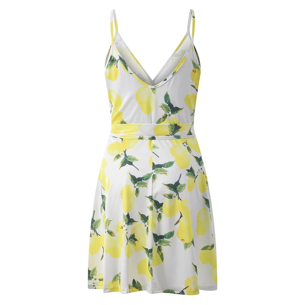 

Women Print Deep V-neck Spaghetti Strap Mini Dress Leopard Lace-up Sleeveless Casual Dresses Sexy Summer Female Sundress D30