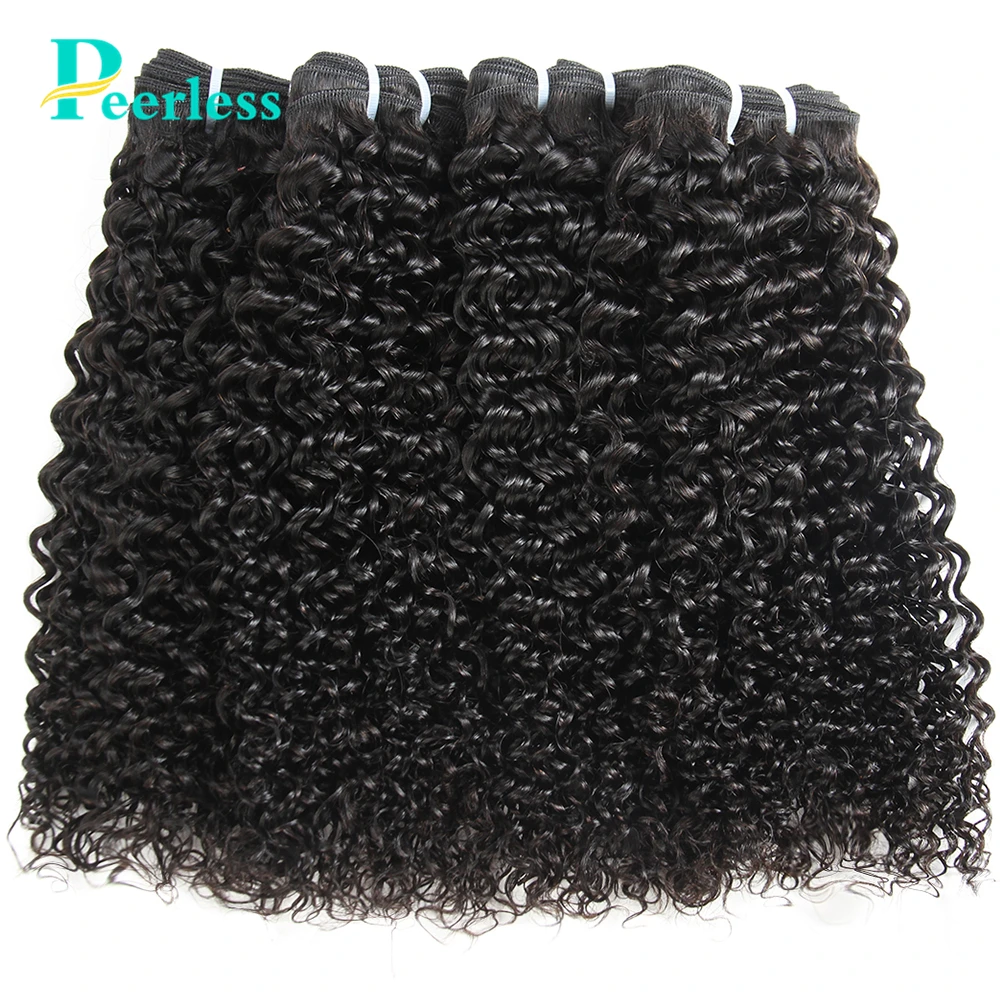 PEERLESS Virgin Hair Weave бразильские кудрявые вьющиеся волосы 4 пряди средний коэффициент Необработанные необработанные человеческие волосы для наращивания