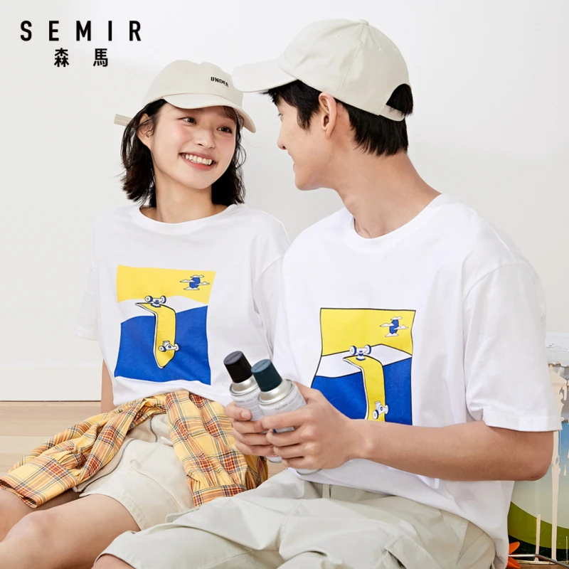 Semir 2021 летнее Новое милое платье с короткими рукавами и принтом футболки Женский
