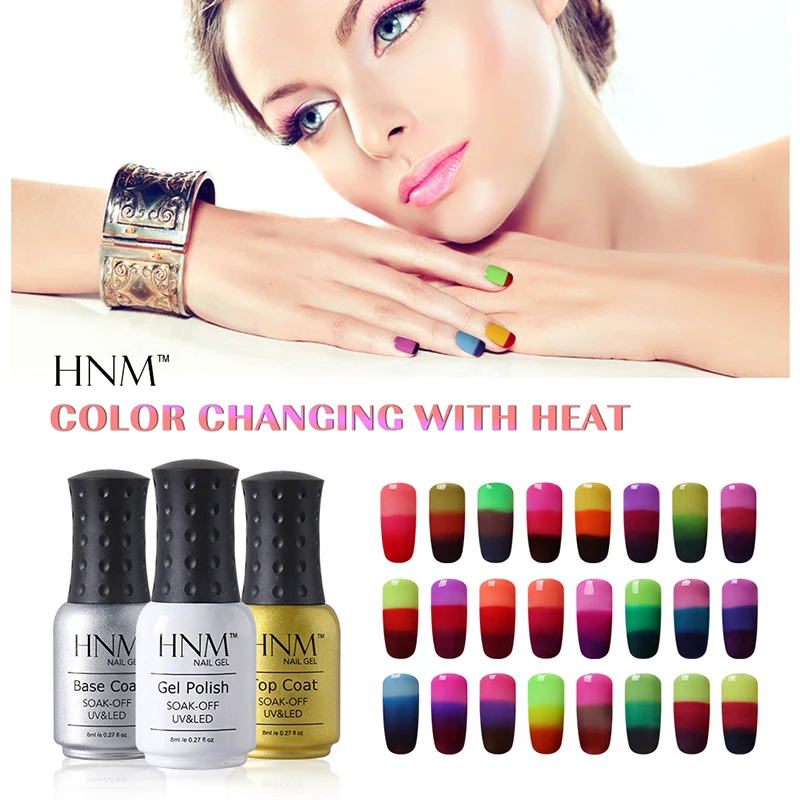 Термостойкий УФ гель для ногтей HNM 8 мл 3 цвета лак Lucky Полуперманентная краска