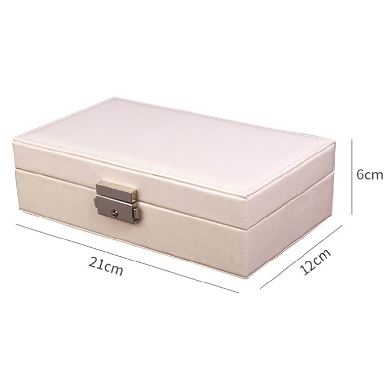 

Leather Jewelry Storage Box with Lock Single Layer Multi-Grid Ring Stud Necklace Storage Boxes Travel Cosmetic Case Organizers