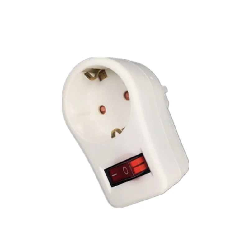 Штепсельная Вилка Европейского типа с переключателем неоновый Индикатор 16 А