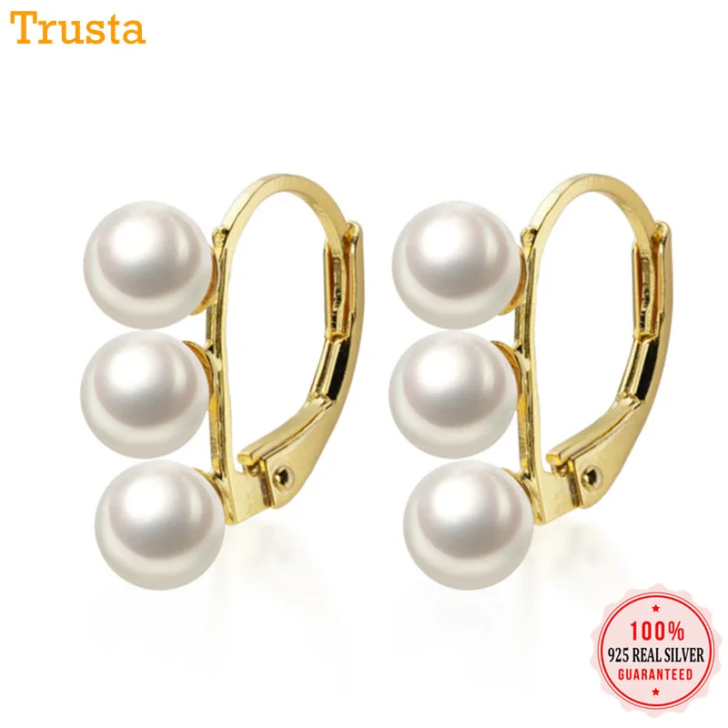 Trustdavis 100% Стерлинговое Серебро 925 пробы Роскошные серьги манжеты с жемчугом для