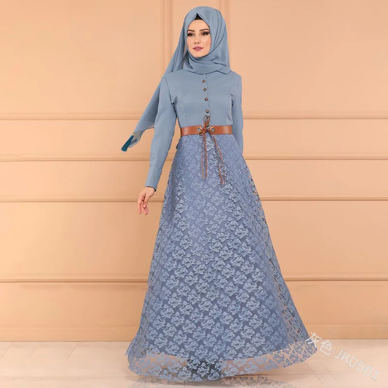 WEPBEL женские мусульманский абайя платье кружевное с цветочным рисунком на