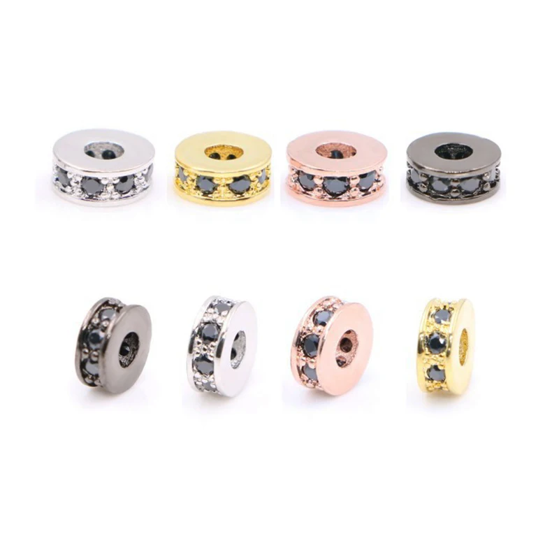 4pcs 7.5mm Rhinestone Rondelles Crystal Bead  Loose Spacer Charm Beads Septa for DIY Handmade Jewelry Findings Making Supplies