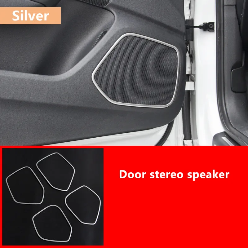stereo speaker Автомобильная дверная ручка стерео аудио динамик рамка Накладка для Audi Q3 2013-18 нержавеющая сталь консоль Декор полоса лампа для чтения рамка - Название цвета: stereo speaker