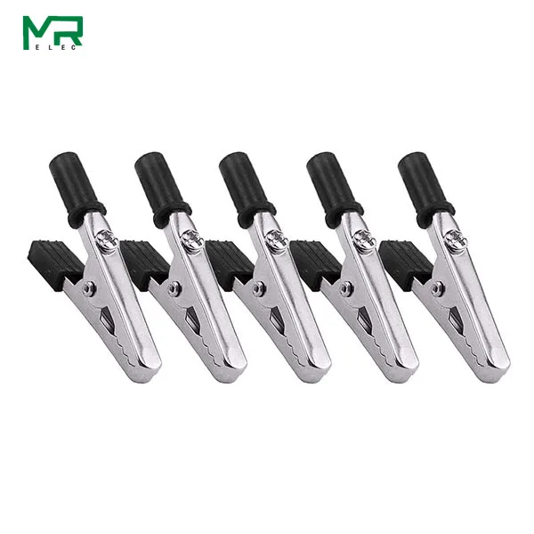 5pcs Black Изолированный зажим типа крокодил, пластиковая ручка, кабель, тест, зарядный зажим, металлический зажим типа крокодил, длина 50 мм - Цвет: 5pcs Black