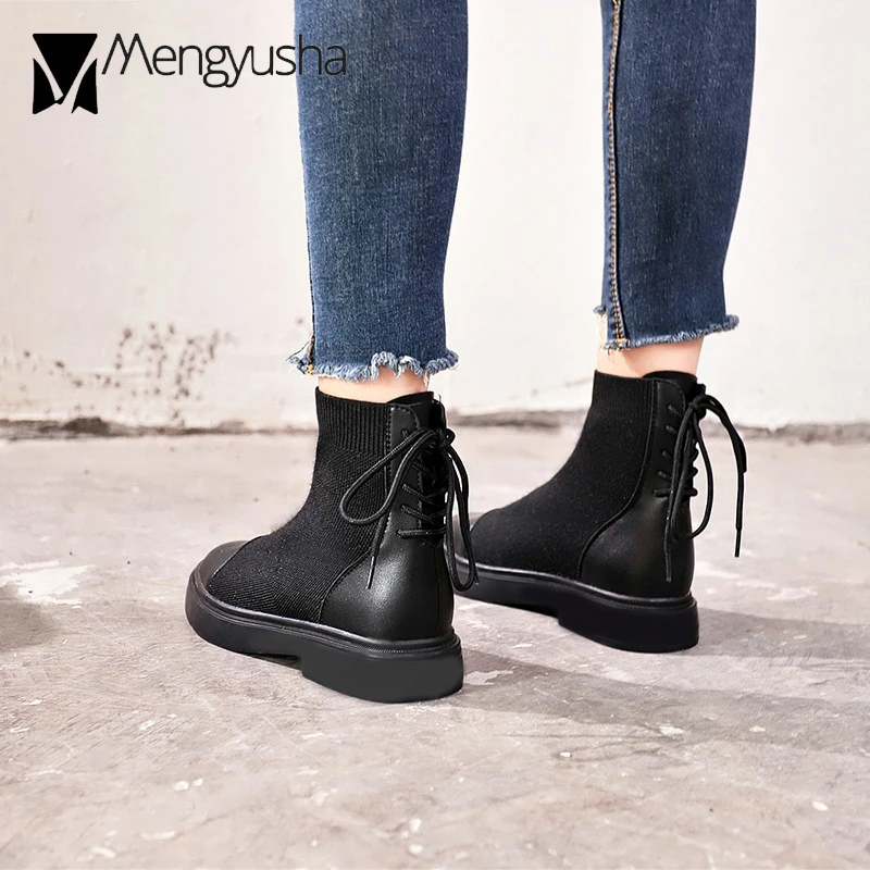 Ботинки martin с перекрестной шнуровкой женские короткие ботильоны Лоскутные