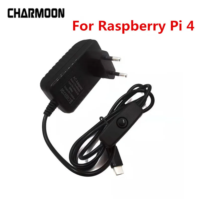 

Raspberry Pi 4 Power Supply Type-C 5V 3A Power Adapter With ON/OFF Switch EU US AU UK Charger for Raspberry Pi 4 Model B