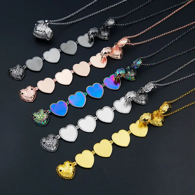 

2021 Rainbow Heart Ball Album Locket Pendant Necklace For Women Novel DIY Photos Memory Best Family Jewelry Gifts Choker