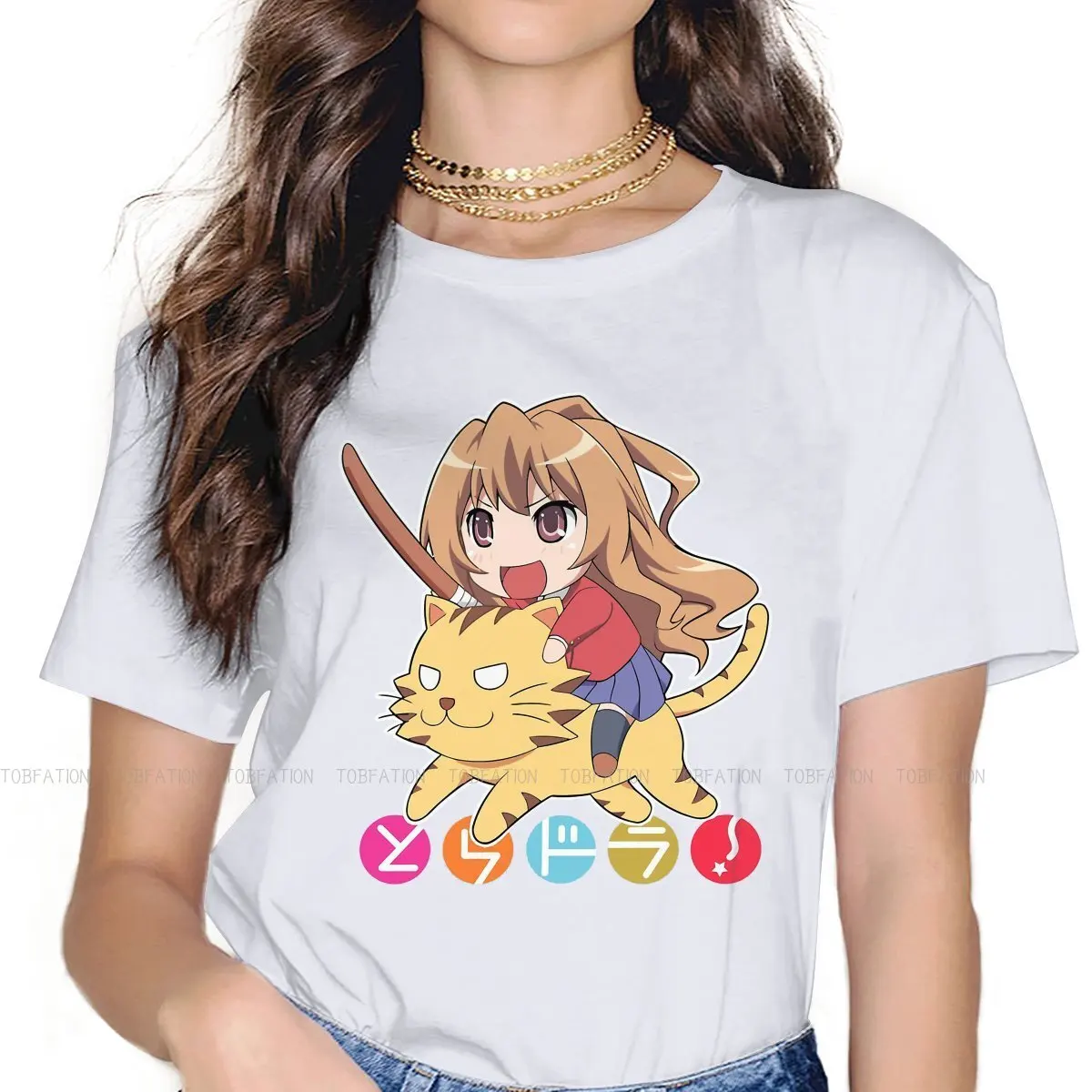 

Chibi женская футболка Toradora Taiga Aisaka мультфильм Девушки Графические футболки 5XL Хлопковая женская футболка Забавный модный подарок