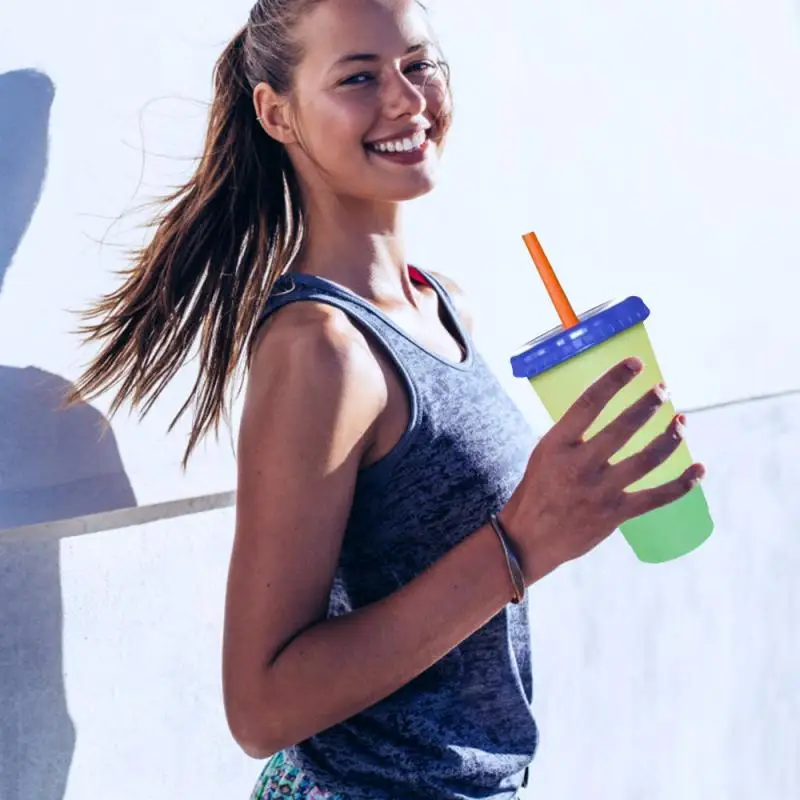 710 мл 5 шт. соломенная чашка с крышкой многоразовые кружки Цвет Фул однотонные