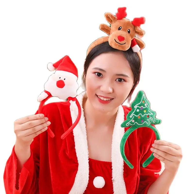 

Милый Рождественский мультяшный ободок, плюшевая игрушка, кукла, рождественская елка, Санта-Клаус, лось, кукла, детский праздничный подарок,...