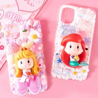cartoon fairy tale mermaid princess handmade cream glue diy phone case for iphone 6 6s plus 7 8 x xs xr 11 12 13 pro max