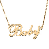 love heart baby name necklace for women stainless steel gold silver nameplate pendant femme mother child girls gift