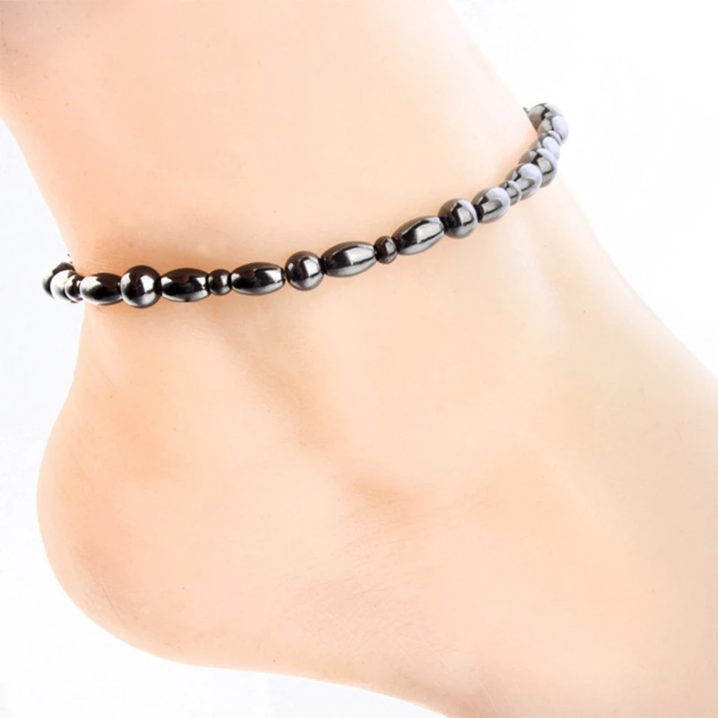 Браслет на лодыжку женский магнитный анклет из гематита и камня медицинский уход