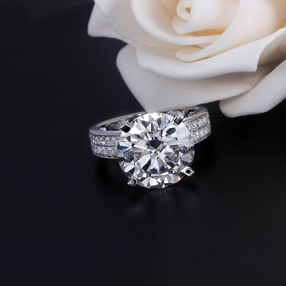 10K белое золото 1 2 3 4 5 карат круглое Moissanite бриллиантовое кольцо для женщин Свадьба