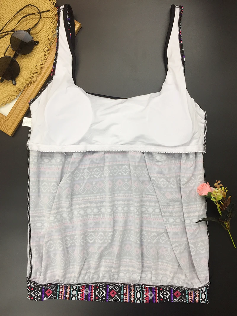 Женский купальный костюм с винтажным принтом танкини размера плюс 2020 из двух