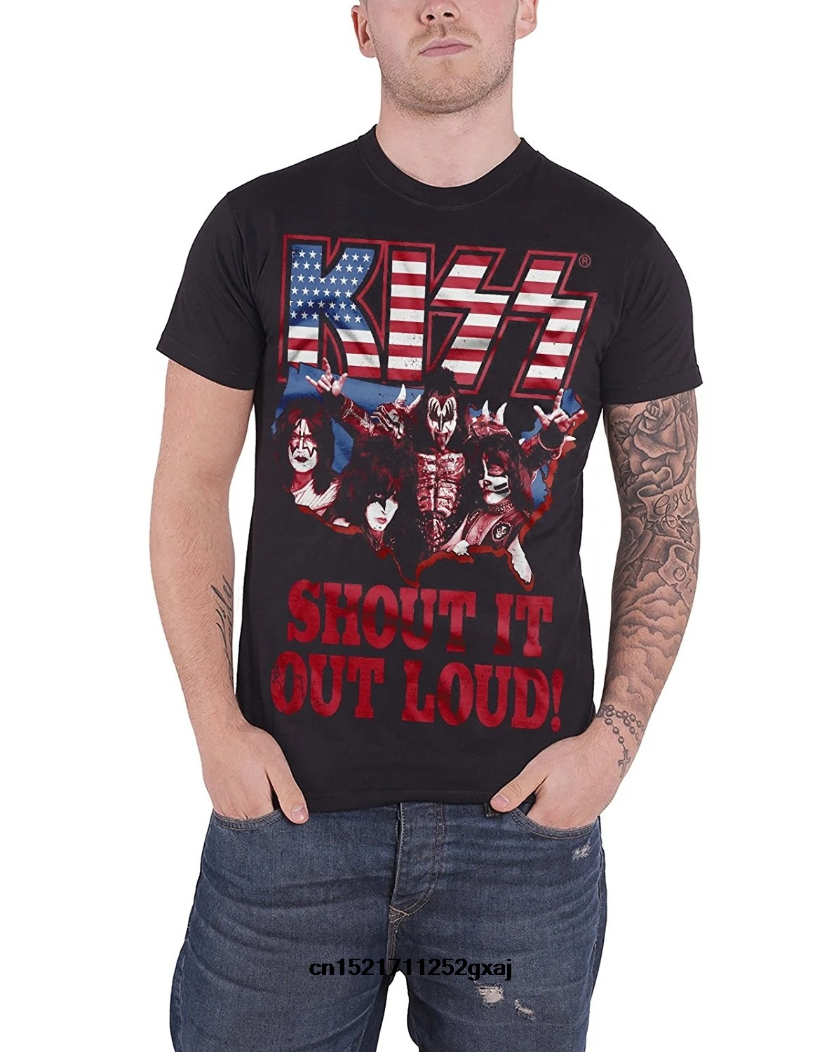 Мужская футболка с логотипом группы Kiss Shout It Out черная размер M L XL XXL XXXL женская
