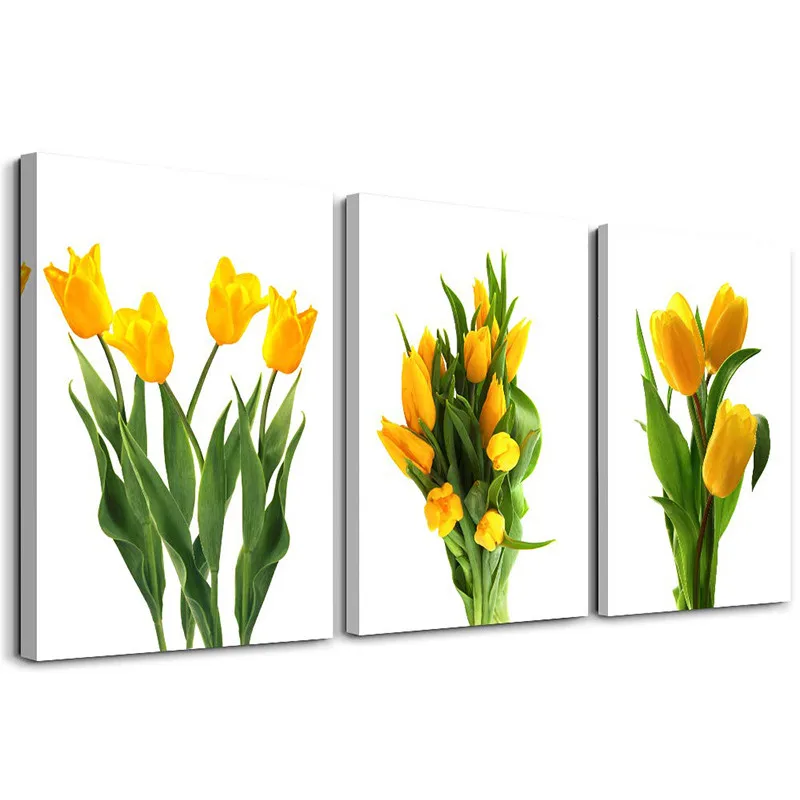 Современная желтая искусственная картина в рамке с цветами плакат