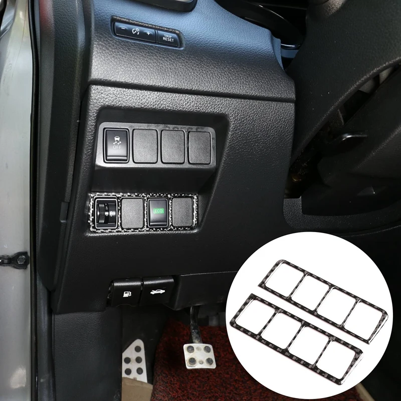 

2Pcs Carbon Fiber ABS Mode Switch Panel Frame Cover Trim for Nissan X-Trail 2014-2018 Decoration Stickers