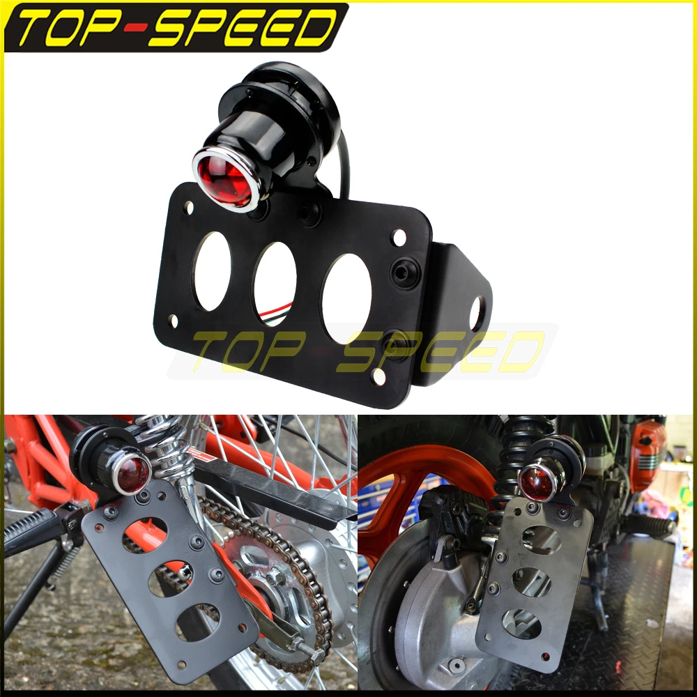 

Мотоциклетный вертикальный боковой задний фонарь с номерной табличкой, кронштейн, стоп-сигнал для Harley Softail Bobber Cafe Racer на заказ