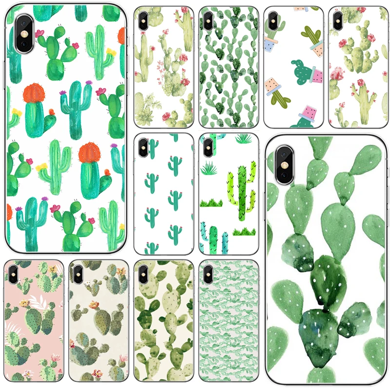 Зеленый чехол кактус Мягкий Силиконовый ТПУ для iPhone 5 5S SE 6 6plus 7 8 plus X XS XR Max 11 |