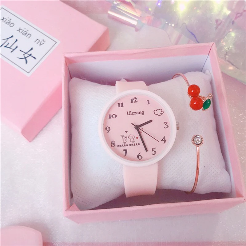 Часы наручные детские с силиконовым ремешком милые кварцевые желе браслетом в