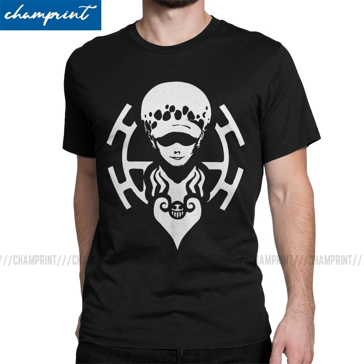 

Captain Of The Heart Pirate T Shirts for Men Cotton Funny T-Shirt Trafalgar Law One Piece Anime Tee Shirt Short Sleeve Tops Gift